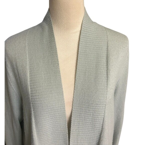 Repeat Silver Edition Womens Cashmere Silk  Gray Rib Pocket Open Cardigan 40/M - Picture 2 of 10